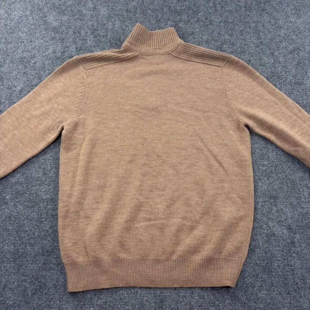 Johnston & Murphy Quarter Zip Sweater Medium Tan‎ Ribbed Pullover Men's